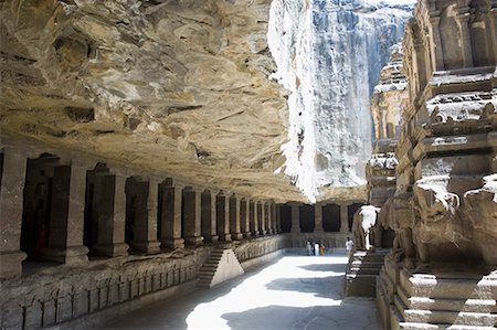 prayer hall - Ruines d'un temple, Temple du Kailash, Ellora, Aurangabad, Maharashtra, Inde Photographie de stock - Premium Libres de Droits, Code: 630-01708958