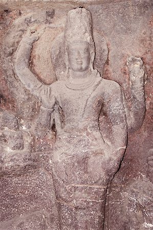 simsearch:630-01708977,k - Statue of lord Vishnu carved in a cave, Ellora, Aurangabad, Maharashtra, India Stock Photo - Premium Royalty-Free, Code: 630-01708964