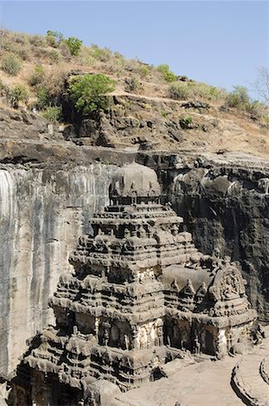 prayer hall - Ruines d'un temple, Temple du Kailash, Ellora, Aurangabad, Maharashtra, Inde Photographie de stock - Premium Libres de Droits, Code: 630-01708986