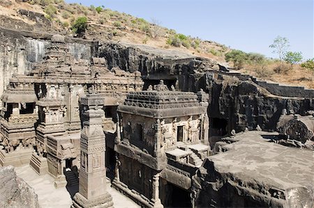 prayer hall - Old ruins of a temple, Kailash Temple, Ellora, Aurangabad, Maharashtra, India Stock Photo - Premium Royalty-Free, Code: 630-01708983