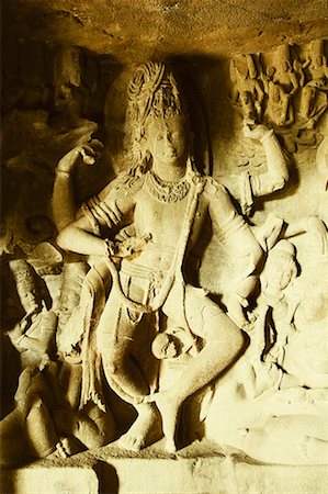 Statues in a cave, Ellora, Aurangabad, Maharashtra, India Foto de stock - Sin royalties Premium, Código: 630-01709038