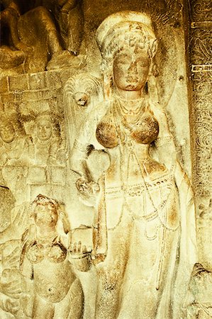 simsearch:857-06721579,k - Statues in a cave, Ellora, Aurangabad, Maharashtra, India Foto de stock - Sin royalties Premium, Código: 630-01709044