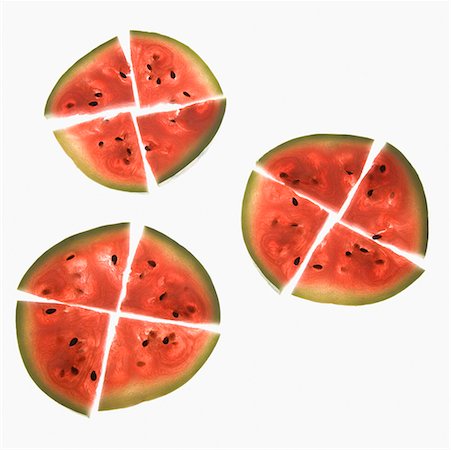 High angle view of watermelon slices Foto de stock - Sin royalties Premium, Código: 630-01709274