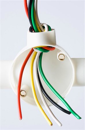 electric connection hazard - Close-up of unfinished electrical wiring Stock Photo - Premium Royalty-Free, Code: 630-01709826