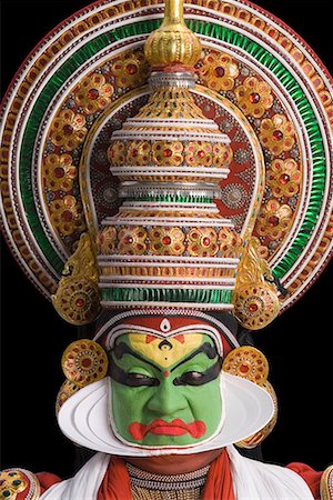 paint on head - Close-up of a Kathakali dance performer Stock Photo - Premium Royalty-Free, Code: 630-01709956