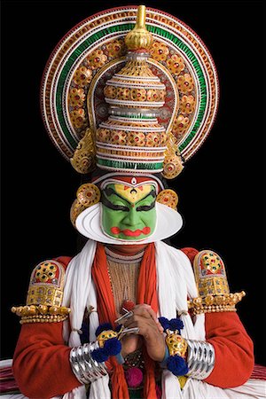 simsearch:857-03553639,k - Close-up of a Kathakali dance performer Stock Photo - Premium Royalty-Free, Code: 630-01709958