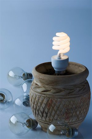 simsearch:630-01709841,k - Gros plan de l'énergie efficace ampoule dans un pot Photographie de stock - Premium Libres de Droits, Code: 630-01875638