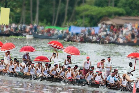 Group of people participating in a snake boat racing, Kerala, India Stock Photo - Premium Royalty-Free, Code: 630-01872107