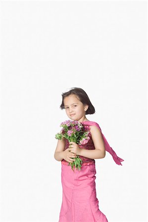 simsearch:630-02221079,k - Portrait of a girl holding a bunch of flowers Foto de stock - Sin royalties Premium, Código: 630-02220315