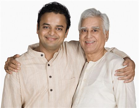 father son portrait old - Portrait of a senior man hugging his son Stock Photo - Premium Royalty-Free, Code: 630-03479735