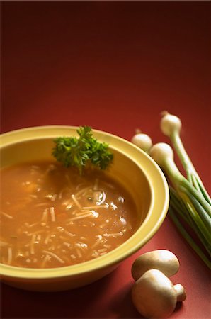 soup garnish - Close-up of chicken noodle soup in a bowl Stock Photo - Premium Royalty-Free, Code: 630-03479968