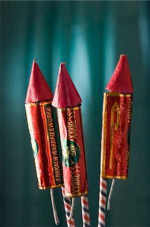 firecracker rocket - Close-up of three bottle rockets Stock Photo - Premium Royalty-Free, Code: 630-03480153