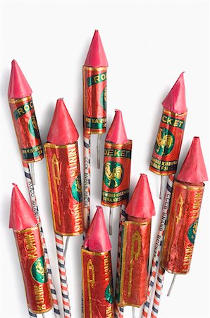 fireworks with white background - Close-up of bottle rockets Stock Photo - Premium Royalty-Free, Code: 630-03480165