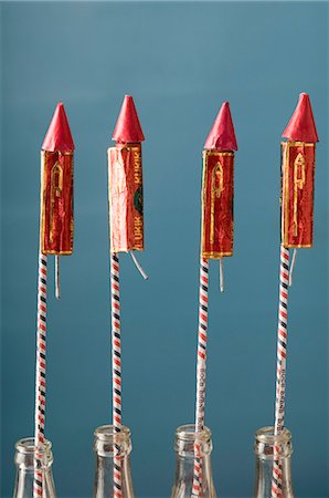 firework crackers rocket - Close-up of rockets in bottles Stock Photo - Premium Royalty-Free, Code: 630-03480160