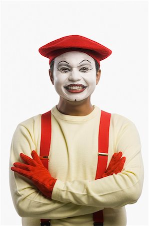 stage makeup - Portrait of a mime smiling Stock Photo - Premium Royalty-Free, Code: 630-03480668