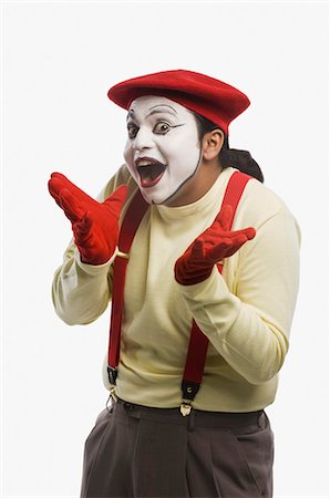 Portrait of a mime gesturing Foto de stock - Sin royalties Premium, Código: 630-03480688