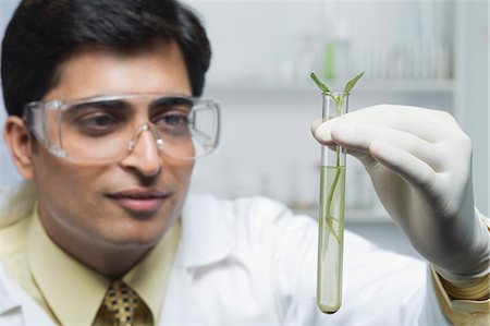 simsearch:6113-07648741,k - Scientist examining a plant in test tube Foto de stock - Sin royalties Premium, Código: 630-03480952