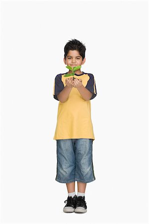 plantation (exploitation agricole) - Portrait d'un garçon tenant une plante Photographie de stock - Premium Libres de Droits, Code: 630-03481276