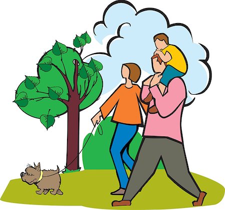 free time - Couple walking in a park with their son and a dog Stock Photo - Premium Royalty-Free, Code: 630-03481372