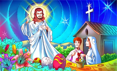 religious illustration - Jesus Christ blessing a family Stock Photo - Premium Royalty-Free, Code: 630-03481382