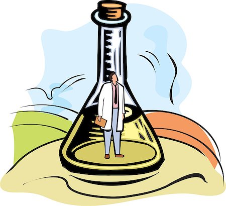 scientist white coat full body - Scientist genie in a conical flask Stock Photo - Premium Royalty-Free, Code: 630-03481440