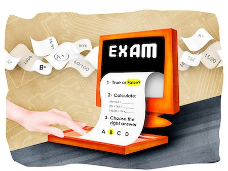 students and illustration - Exam paper with desktop PC Stock Photo - Premium Royalty-Free, Code: 630-03481528