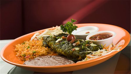 simsearch:630-03481771,k - Enchilada served on a plate Stock Photo - Premium Royalty-Free, Code: 630-03481780