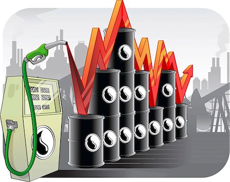 Illustration representing fluctuation in oil prices Foto de stock - Sin royalties Premium, Código: 630-03481825