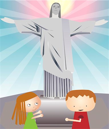 Tourists in front of a statue, Christ the Redeemer, Rio de Janeiro, Brazil Stock Photo - Premium Royalty-Free, Code: 630-03481863