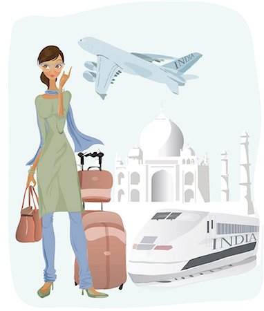 front view aircraft - Woman with her luggage near a mausoleum, Taj Mahal, Agra, Uttar Pradesh, India Stock Photo - Premium Royalty-Free, Code: 630-03481911