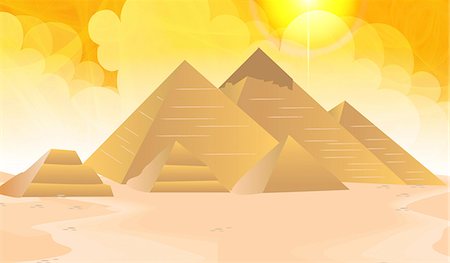 Pyramids on a landscape, Giza Pyramids, Giza, Egypt Foto de stock - Sin royalties Premium, Código: 630-03481912