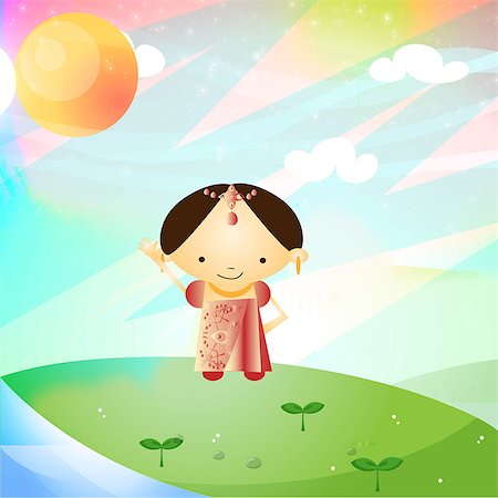 Girl standing in a field and smiling, India Stock Photo - Premium Royalty-Free, Code: 630-03481929