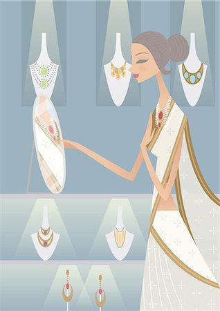 Woman shopping for jewelry in a store Stock Photo - Premium Royalty-Free, Code: 630-03481948