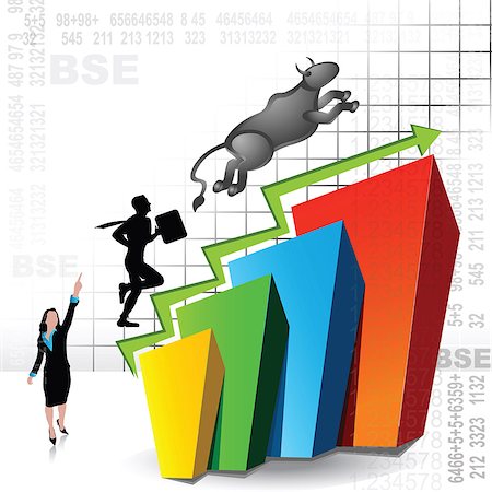 Illustrative representation showing rise in stock market Foto de stock - Sin royalties Premium, Código: 630-03482112