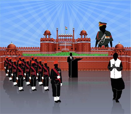 simsearch:630-03482328,k - Independence day celebration in front of a fort, Red Fort, Delhi, India Fotografie stock - Premium Royalty-Free, Codice: 630-03482127