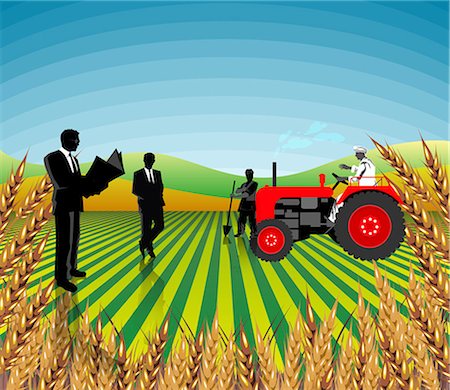 farming equipment - Businessmen and farmers in a field, India Foto de stock - Sin royalties Premium, Código: 630-03482128