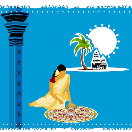 palm trees clipart - Rangoli floor design for Gudi Padva festival celebration Stock Photo - Premium Royalty-Free, Code: 630-03482155