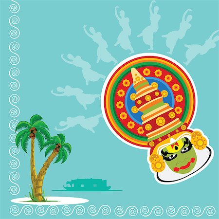 palm trees clipart - Kathakali and Bharatnatyam dancers, Kerala, India Stock Photo - Premium Royalty-Free, Code: 630-03482156