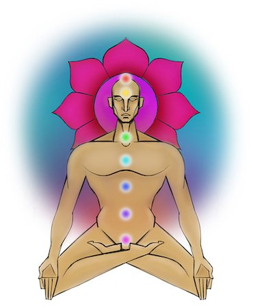Illustrative representation showing the seven chakras of human body Stock Photo - Premium Royalty-Free, Code: 630-03482167