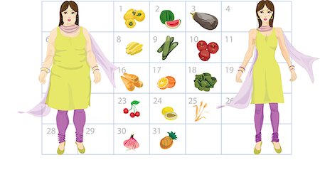 fitness woman healthy food - Diet calendar for fat to thin Stock Photo - Premium Royalty-Free, Code: 630-03482170