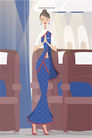 Hôtesse de l'air indienne de souhaits dans un avion Photographie de stock - Premium Libres de Droits, Code: 630-03482185