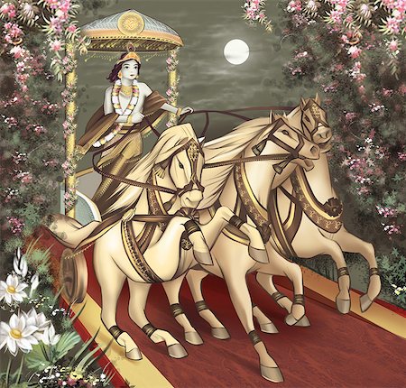 Lord Krishna riding a chariot Foto de stock - Sin royalties Premium, Código: 630-03482183