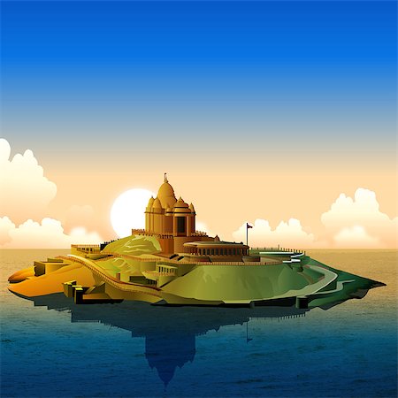 religious illustration - Temple surrounded by water, Rameshwaram, Ramanathapuram, Tamil Nadu, India Stock Photo - Premium Royalty-Free, Code: 630-03482210