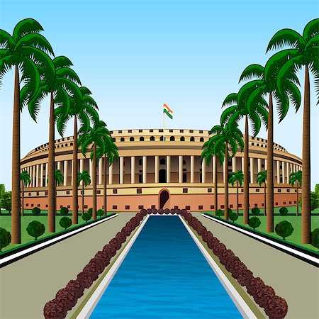 parliament building - Étang devant un bâtiment public, Sansad Bhawan, New Delhi, Inde Photographie de stock - Premium Libres de Droits, Code: 630-03482222