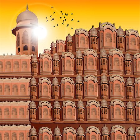 Low angle view of a palace, Hawa Mahal, Jaipur, Rajasthan, India Foto de stock - Sin royalties Premium, Código: 630-03482223