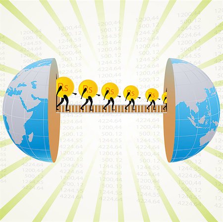 financial money global - Money being transferred from one part of globe to another Stock Photo - Premium Royalty-Free, Code: 630-03482262