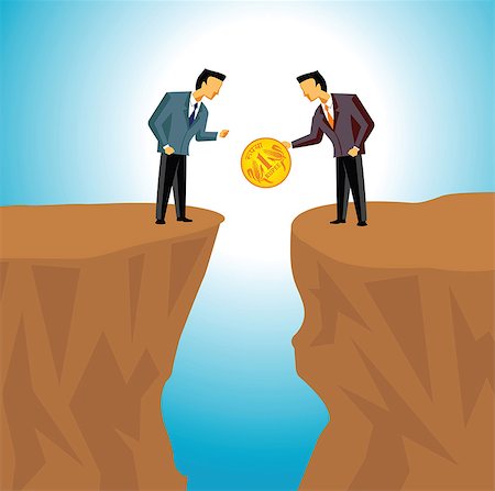 simsearch:630-03482362,k - Two businessmen exchanging a coin Stock Photo - Premium Royalty-Free, Code: 630-03482290