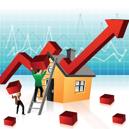 Illustrative representation showing boom in real estate market Stock Photo - Premium Royalty-Free, Code: 630-03482300