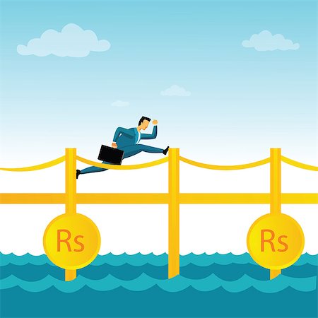 simsearch:630-03482373,k - Businessman running on a money bridge Stock Photo - Premium Royalty-Free, Code: 630-03482403