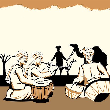 drums illustration - Three men playing musical instruments, Rajasthan, India Stock Photo - Premium Royalty-Free, Code: 630-03482468